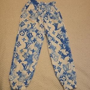 Louis Vuitton Blue and White Patterned Joggers